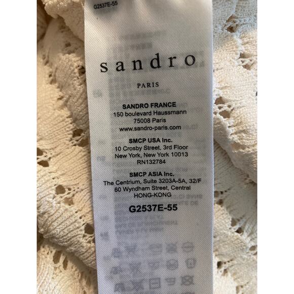 Sandro Cardigan Cropped Sweater Lace Crochet Lovely & Sweet ~ Sz 2 Small - Picture 8 of 10